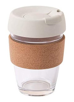 Reusable Coffee Cup Glass Travel Mug With Lid Cream