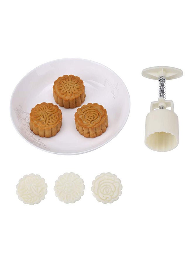 Mid-Autumn Festival Hand-Pressure Moon Cake Mould With 12 Pcs Mode Pattern For 4 Sets White - Image 2