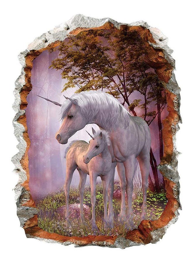 Unicorn Horse Forset Wall Stickers 3D Break The Wall Effect Picture Setting Sticker Decorative Kids Nursery Decor Decal Multicolour - Image 1