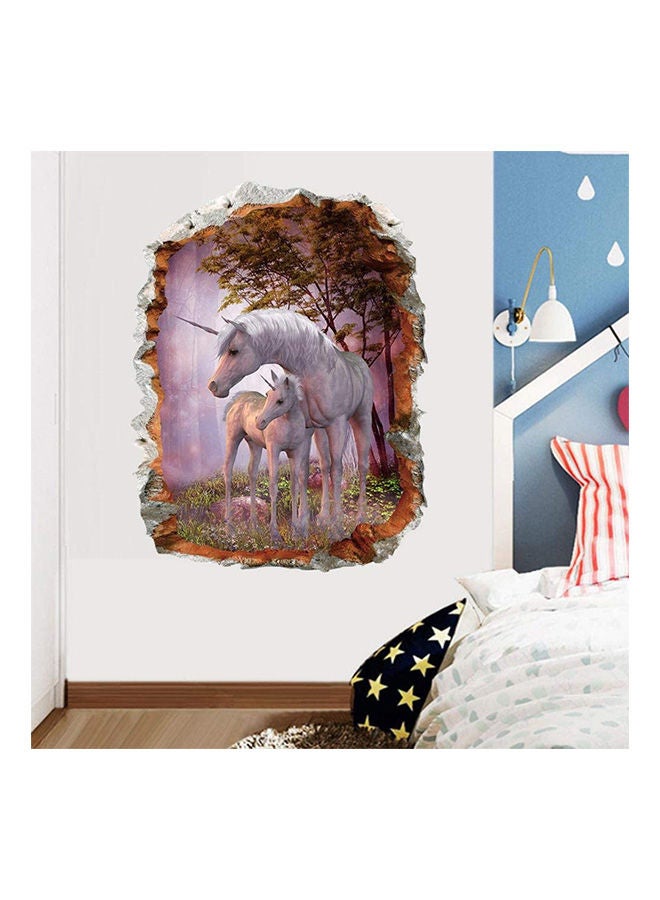 Unicorn Horse Forset Wall Stickers 3D Break The Wall Effect Picture Setting Sticker Decorative Kids Nursery Decor Decal Multicolour - Image 2
