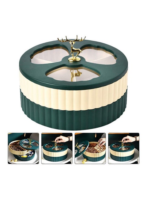 Double Layer Rotating Candy Box, Creative Nordic Style Snack Dry Fruits Nuts Storage Multicolour