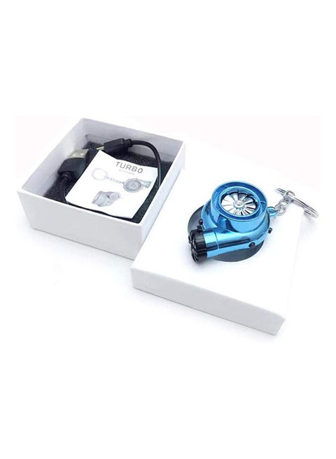 Rechargeable Electric Turbo Lighter Key-Ring Key Chain With Led Light And Bov Sound For Car Speed Racing Lovers-Magic Color Blue