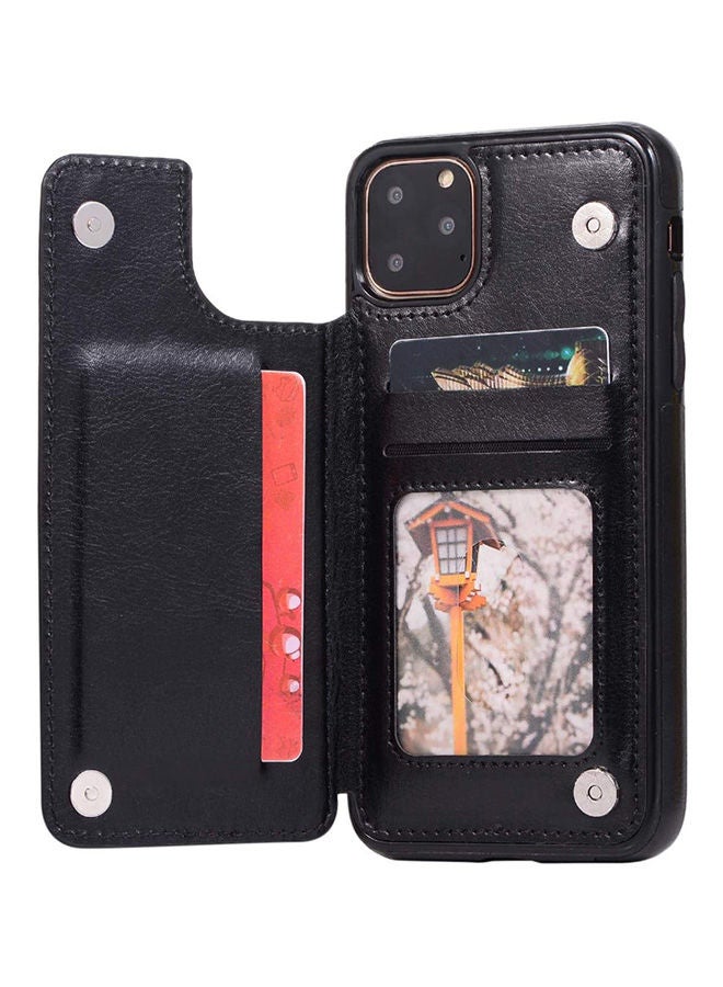 Iphone 11 pro max PU Leather Wallet Case with Card Pockets Back Flip Cover for Iphone 11 pro max 2019 6.5 inch Black  - Image 1