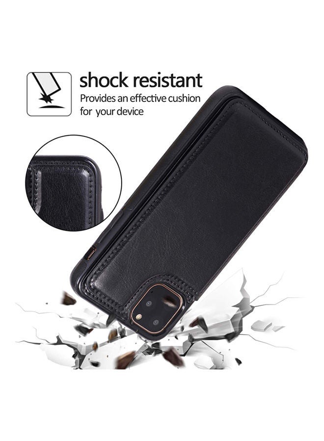 Iphone 11 pro max PU Leather Wallet Case with Card Pockets Back Flip Cover for Iphone 11 pro max 2019 6.5 inch Black  - Image 2