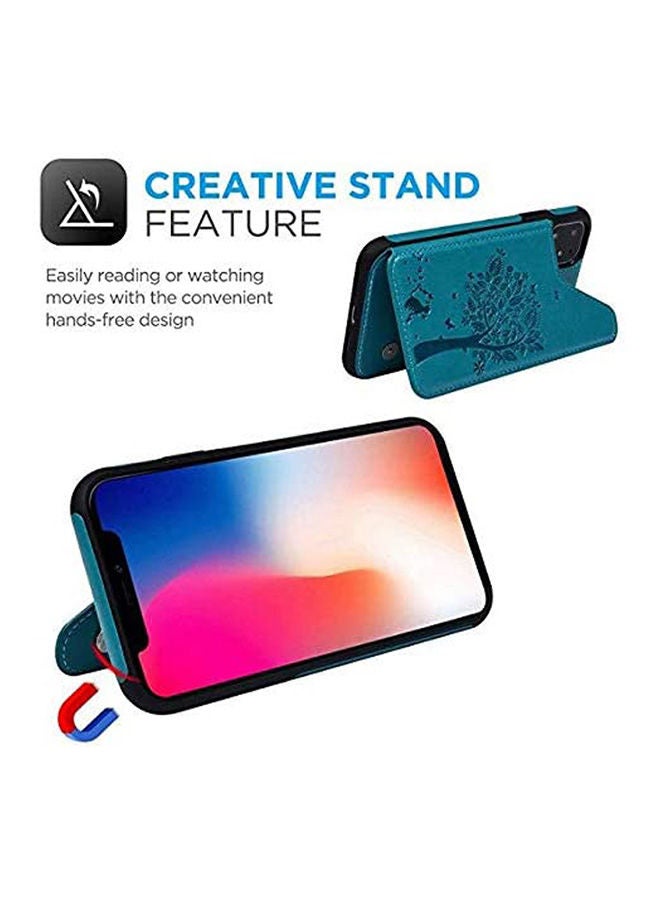 Generic - For Iphone 11 Wallet Case With Card Holder Blue Blue - Image 1