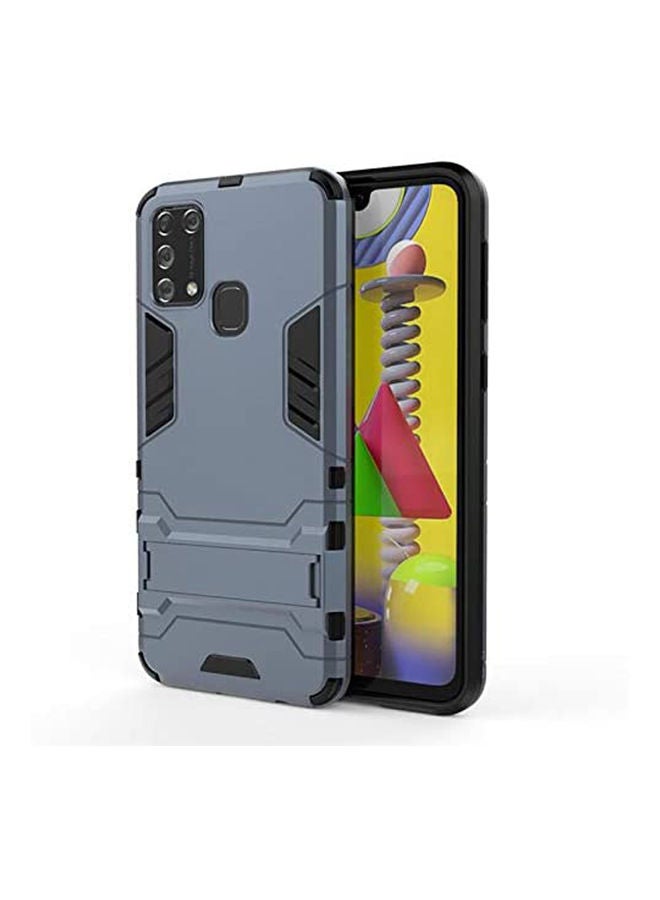 Shockproof Rugged Armor Heavy Duty Protective Phone Back Cover For Galaxy M31 With Kickstand Ink Blue  - Image 1