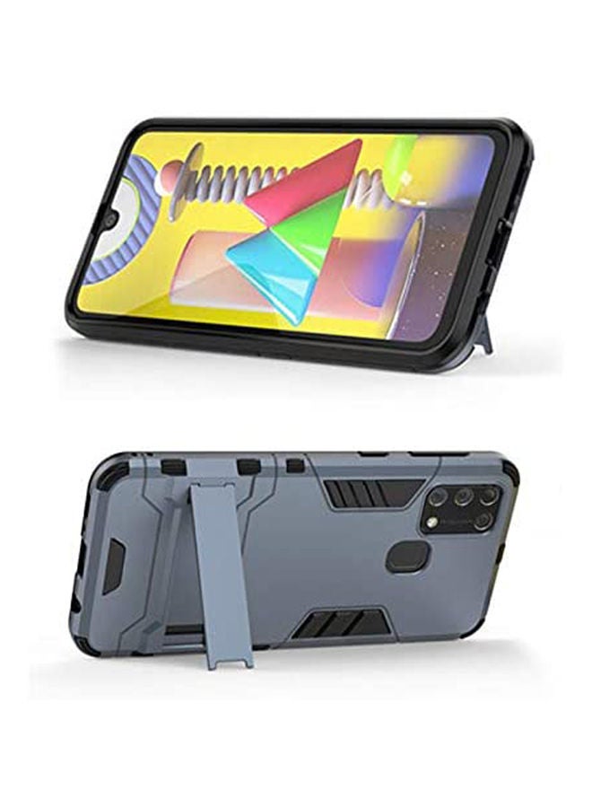 Shockproof Rugged Armor Heavy Duty Protective Phone Back Cover For Galaxy M31 With Kickstand Ink Blue  - Image 2