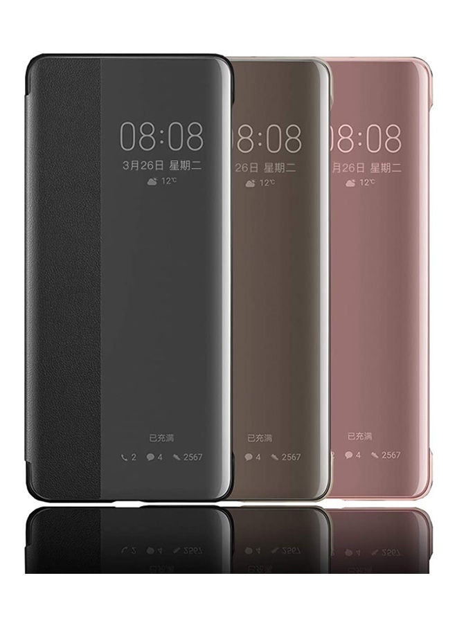 Compatible With Huawei P30 / P30 Pro Case Smart Window View Ultra Slim Flip Auto Sleep/Wake Multifunction Protector Cover (, P30 Pro) Black - Image 2