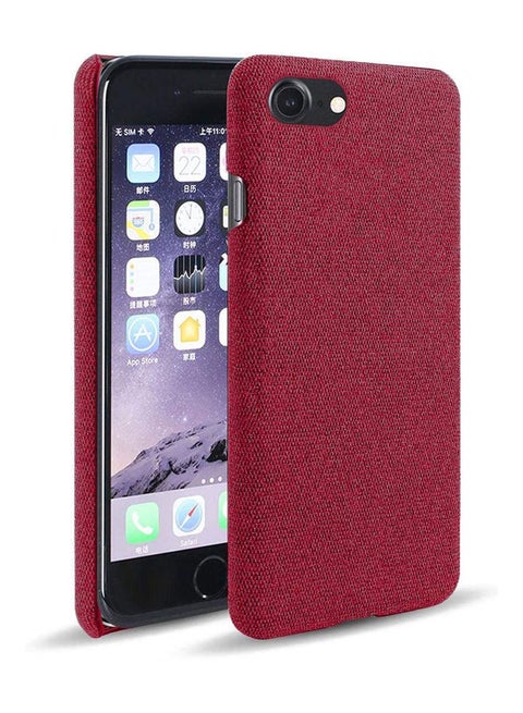 For Apple Iphone Se 2020 Premium Soft Fabric Canvas Phone Case Cover Red