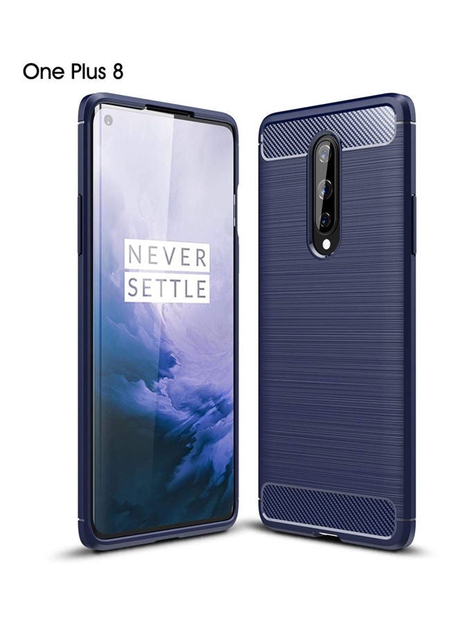 غطاء حماية شامل ومضاد للسقوط من ألياف الكربون المصقول لهاتف ون بلس 8. أزرق. - Image 2