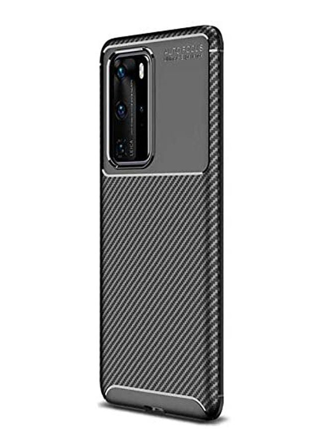 For Huawei P40 Pro Carbon Fibre Grip Slipresistant Soft Tpu Silicone Shockproof Protection Case Cover Black - Image 1