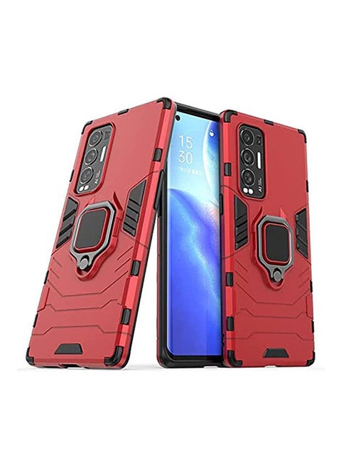 Compatible With Oppo Reno 5 Pro Plus 5G Case Cover With Magnetic Car Mount 360 Rotating Ring Red