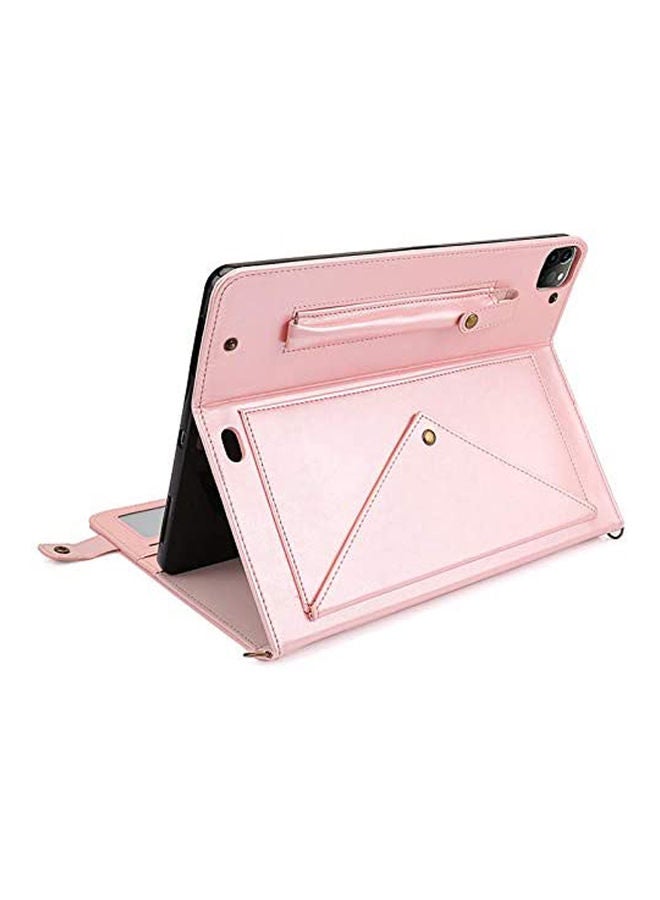 For Ipad Pro  2020 Stylish Envelope Wallet Shoulder Strap Tablet Flip Multifunctional Case Cover Rose - Image 1
