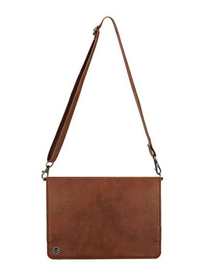For Ipad Pro  2020 Stylish Envelope Wallet Shoulder Strap Tablet Flip Multifunctional Case Cover Brown - Image 2
