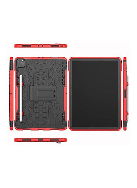 For Ipad Pro  2020 Heavy Duty Armor Tough Hybrid Shockproof Dual Layer Kickstand Protective Case Cover Black/Red