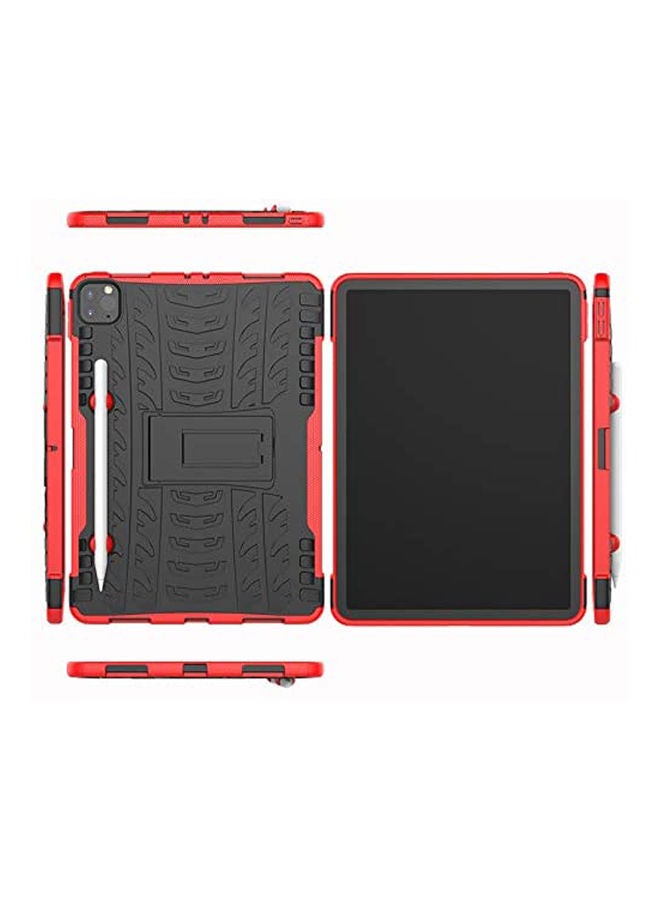 For Ipad Pro  2020 Heavy Duty Armor Tough Hybrid Shockproof Dual Layer Kickstand Protective Case Cover Black/Red