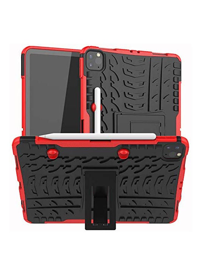 For Ipad Pro  2020 Heavy Duty Armor Tough Hybrid Shockproof Dual Layer Kickstand Protective Case Cover Black/Red