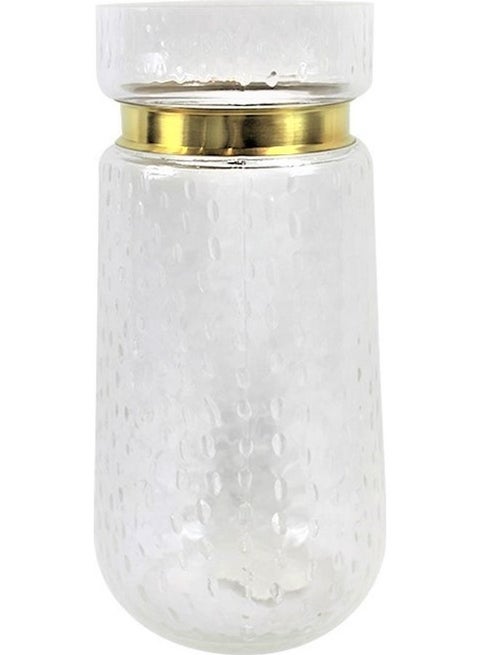 Glass Vase Clear/Gold 30 x 14 x 14cm