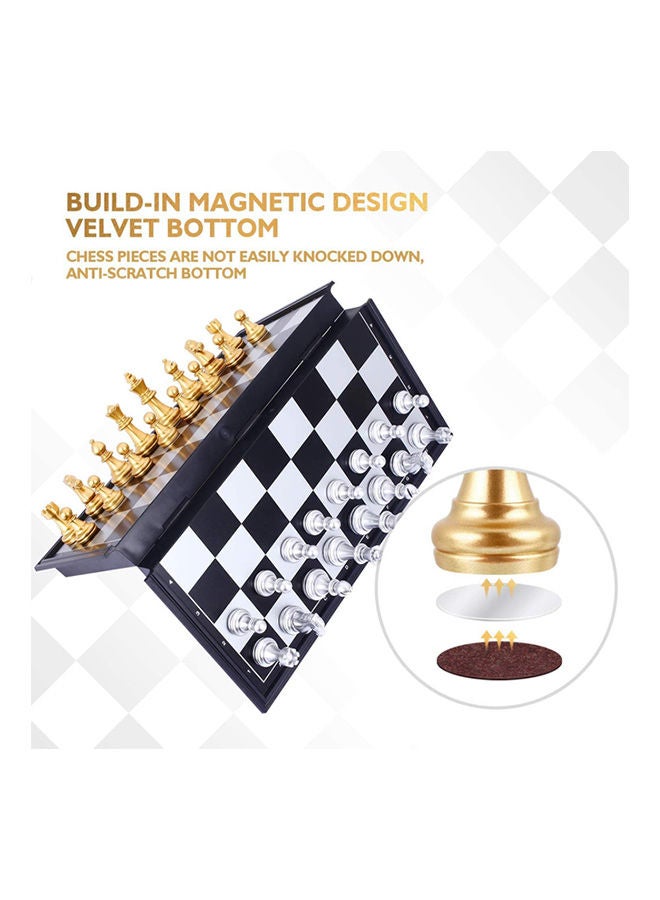 Travel Chess Board Set Games - Magnetic Chess Piece with Portable/Foldable Board- Educational Toys For Kid/Children/Adults -Gold/Silver Chess Piece -Traditional Game Gift - Image 2