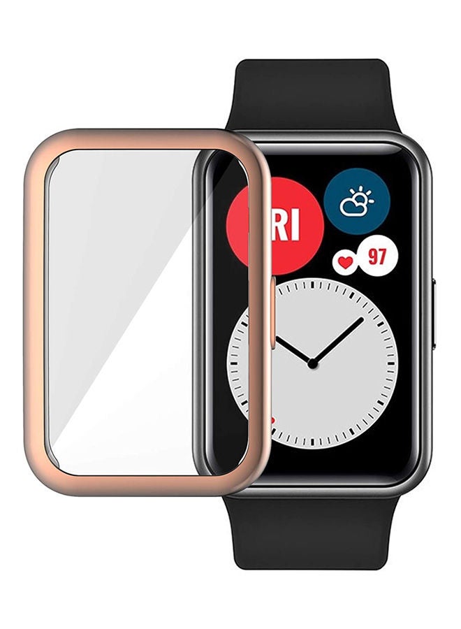 Heavy-Duty Overall Full Body Protective TPU Anti-Scratch Cover for Huawei watch fit Rosegold