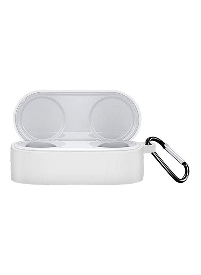 Generic Microsoft Surface Earbuds Case,Anti Lost Carrying Protective Silicone Replacement Case Full Body Protection Shockproof With Carabiner White  - Image 1