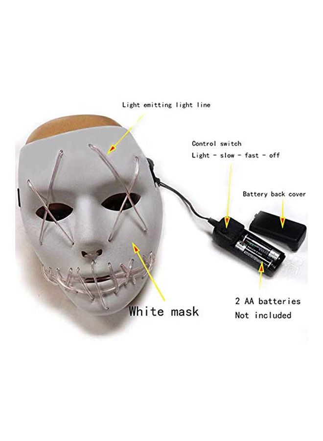 قناع مخيف بإضاءة LED للهالوين مزود بسلك /قناع مخيف لحفلة الهالوين والمهرجانات بالحث الصوتي مع سرعة الموسيقى - Image 2