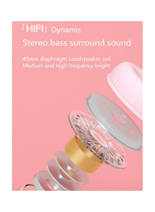Wireless Cat Ear Headphones With Mic Girl Pink - Image 4