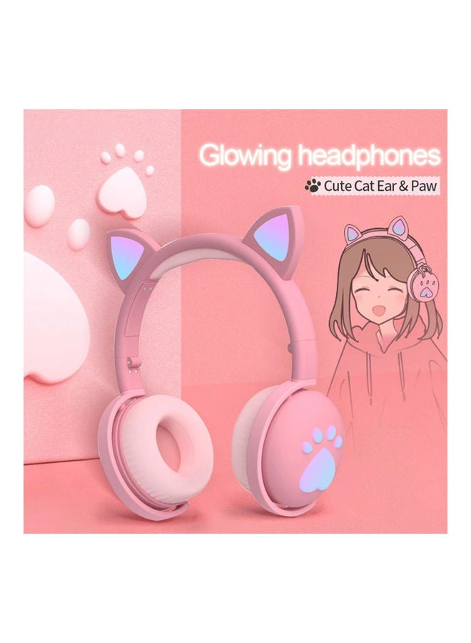 Wireless Cat Ear Headphones With Mic Girl Pink - Image 2