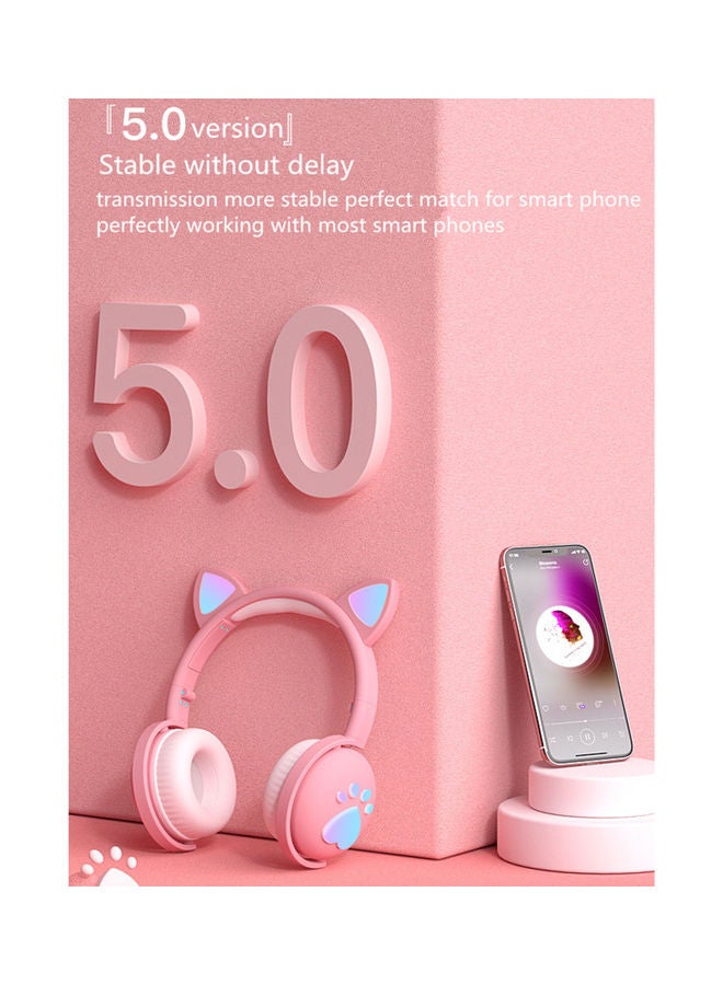 Wireless Cat Ear Headphones With Mic Girl Pink - Image 3