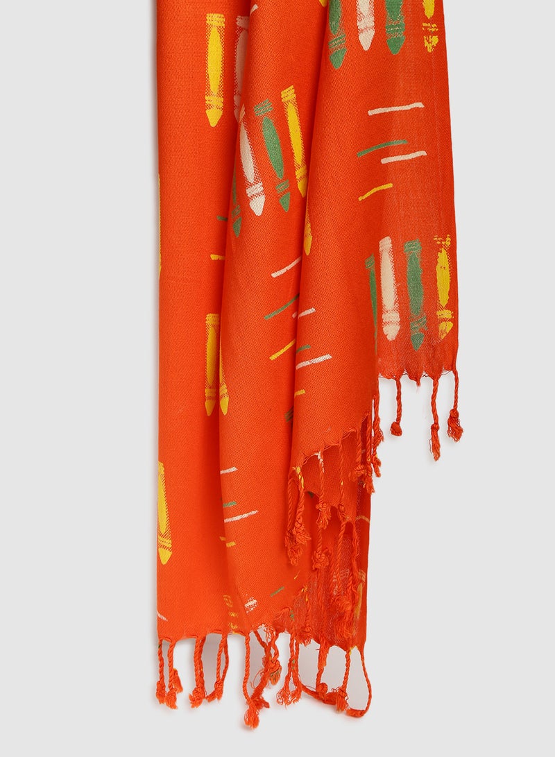 Aila Casual Regular Scarf Orange - Image 2
