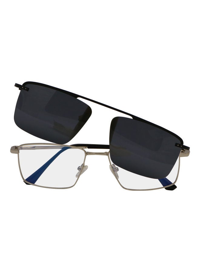 TFL - Men's Rectangular Anti-Blue Light Eyeglasses With Clip On Sunglasses - Image 1