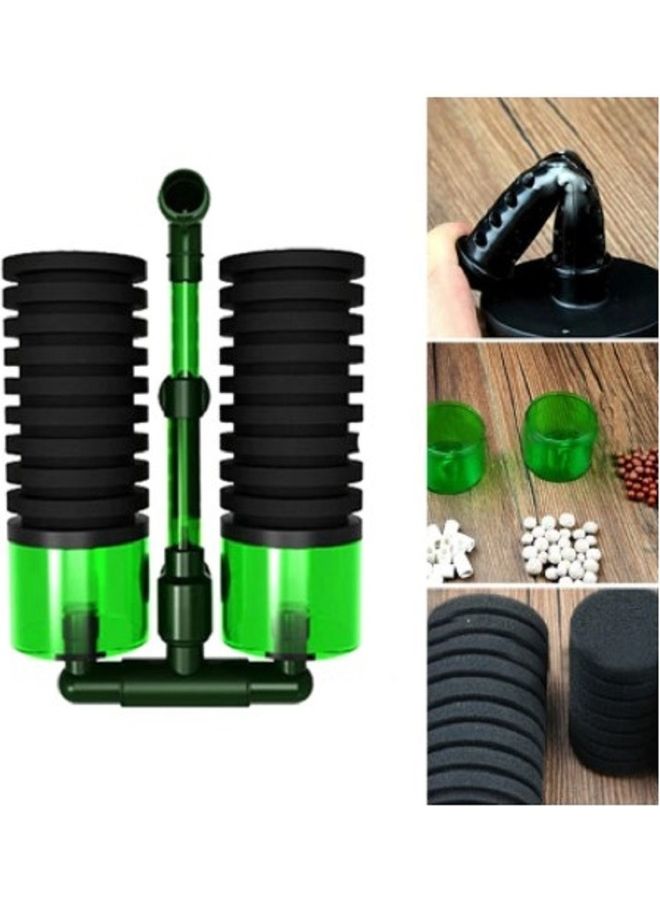 Double Head Biochemical Sponge Filter Practical Fish Tank Equipment Green/Black - Image 4