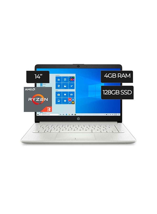 HP - 14-DK1032 (Upgraded Version) Laptop With 14 Inches Full HD Display,AMD Ryzen 3 3250U 2.6GHz/ 128GB SSD/ 4GB RAM (1920x1080)/ BT/Windows 10 Home/ Webcam /International Version English Natural Silver - Image 1