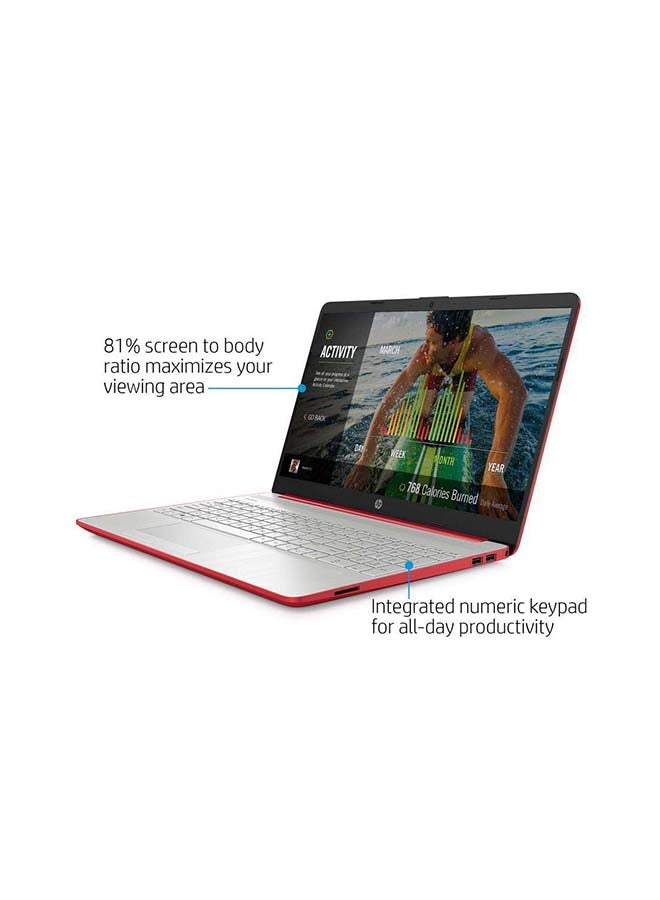 HP - 15-DW0083 Laptop With 15.6 Inches (1366x768) HD Display, Intel N5000 1.1GHz/ 4GB RAM/ 128GB SSD/ WIN10/ Webcam /International Version English Scarlett Red - Image 1