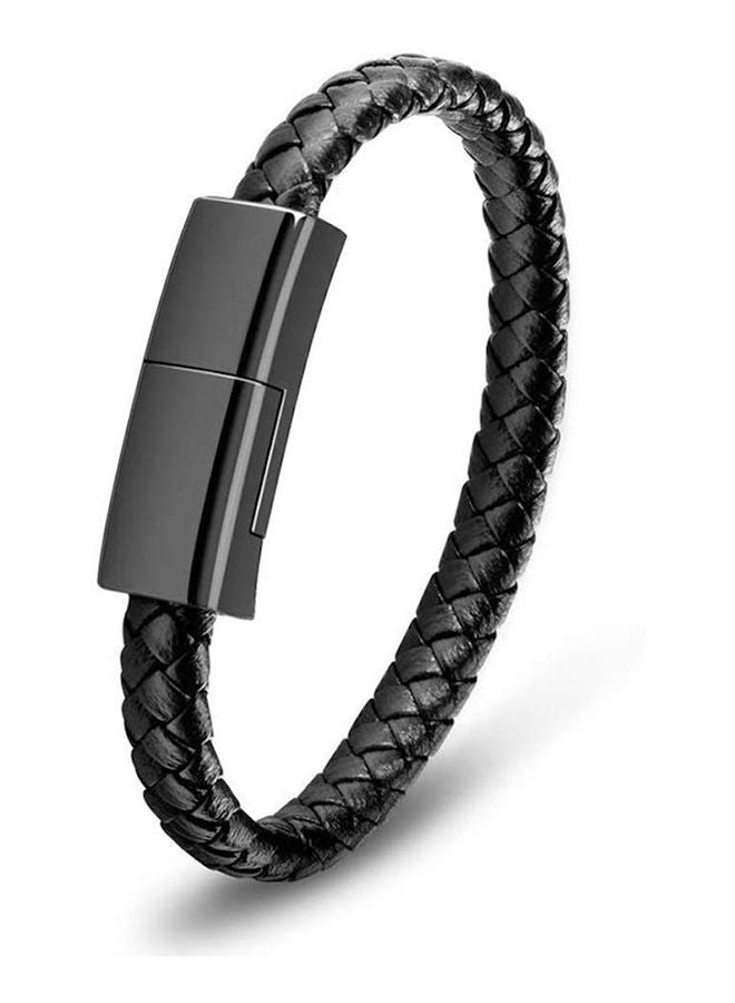 Bts-Uae Charging Cable Bracelet Double Braided Leather Wrist Data Line With Type-C/Micro/Ios For Iphone Ipad Android(Gift Box)