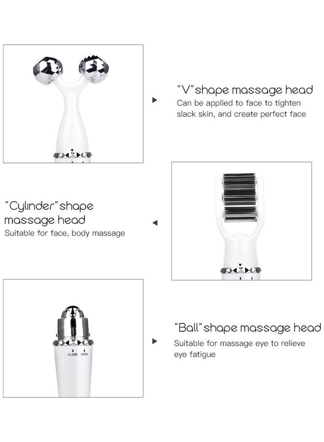 Toshionics - 3 in1 Portable Electric 3D Face Roller Massager White/Silver - Image 1