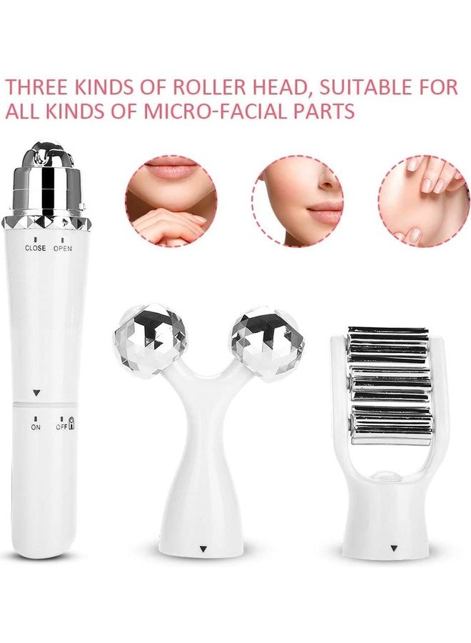 Toshionics - 3 in1 Portable Electric 3D Face Roller Massager White/Silver - Image 1
