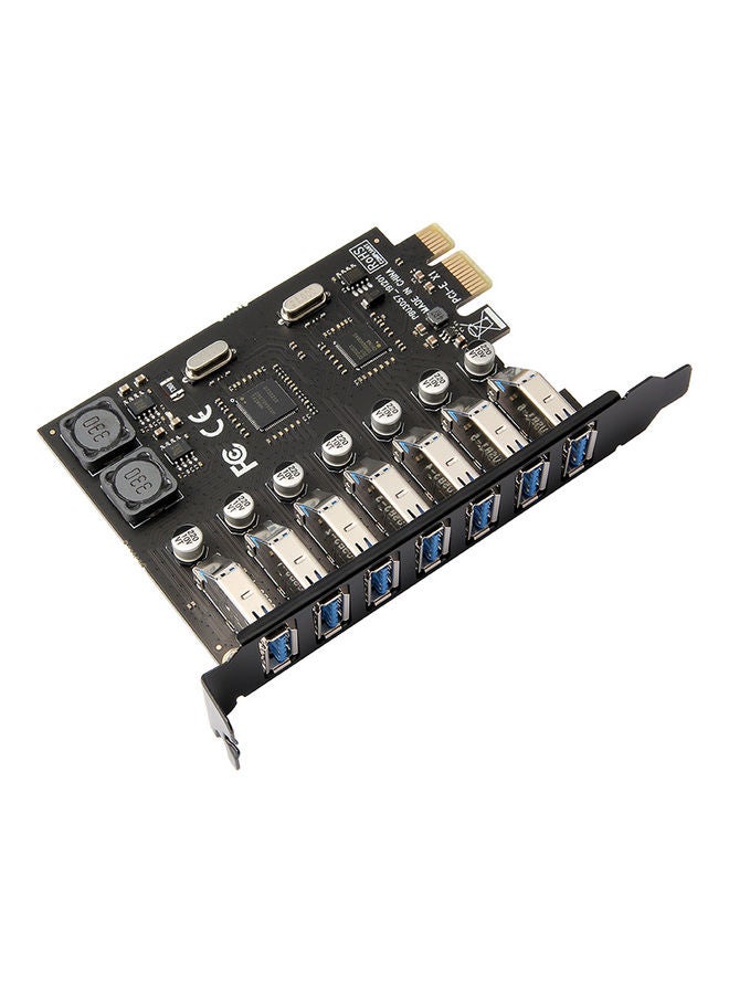 بطاقة محول توسيع PCI-E 1X إلى 7 USB 3.0 PCI-E أسود - Image 1