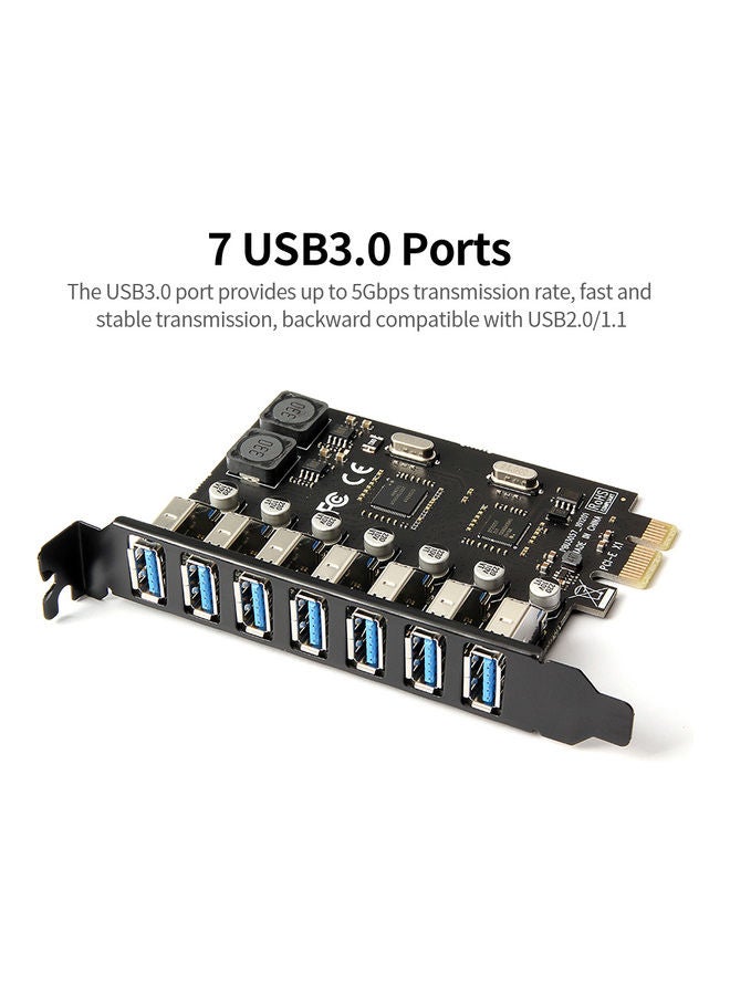 بطاقة محول توسيع PCI-E 1X إلى 7 USB 3.0 PCI-E أسود - Image 4