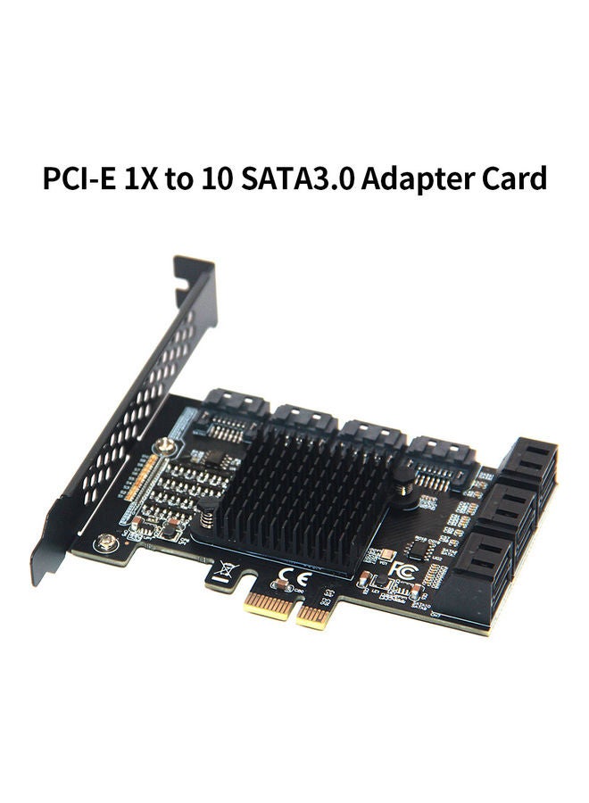 بطاقة محول من PCI-E 1X إلى 10 SATA3.0 أسود - Image 2