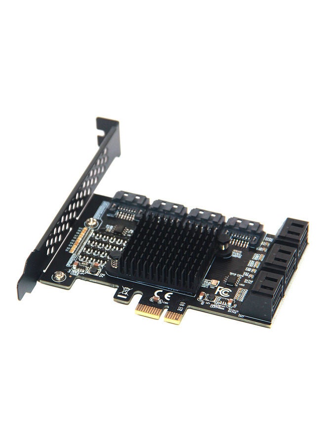 بطاقة محول من PCI-E 1X إلى 10 SATA3.0 أسود - Image 1