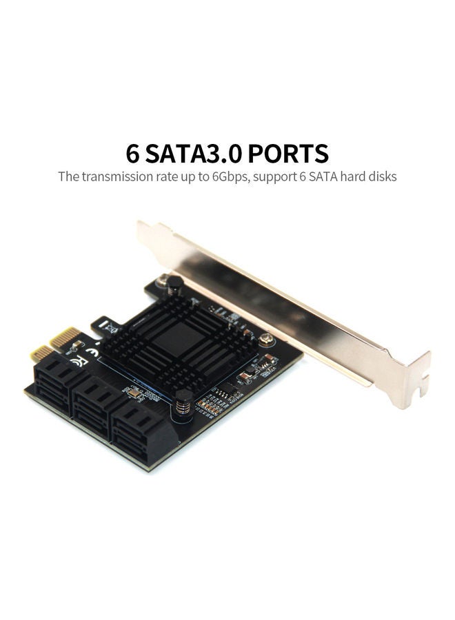 PCI-E 1X To 6 SATA3.0 Adapter Card Black - Image 2