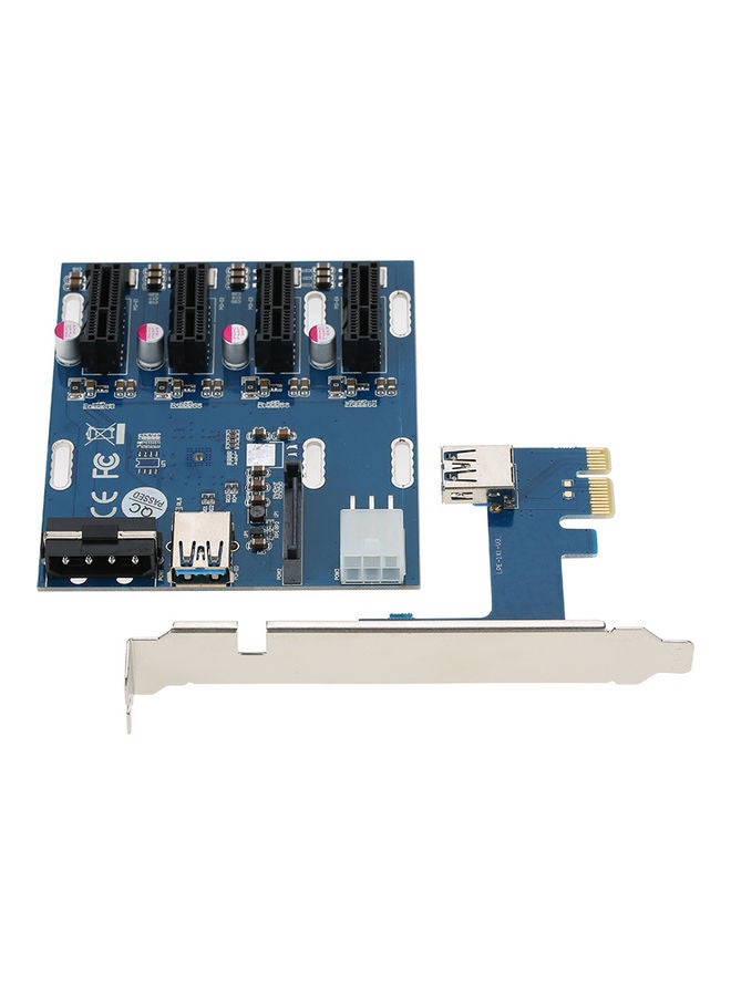 بطاقة توسيع من منفذ PCI-E إلى 4 منافذ PCI-E مع كابل USB 3.0 أزرق - Image 4