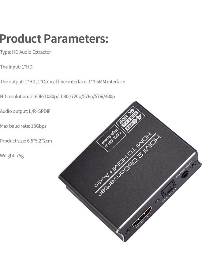 Generic HD 4K Audio Extractor Black  - Image 5
