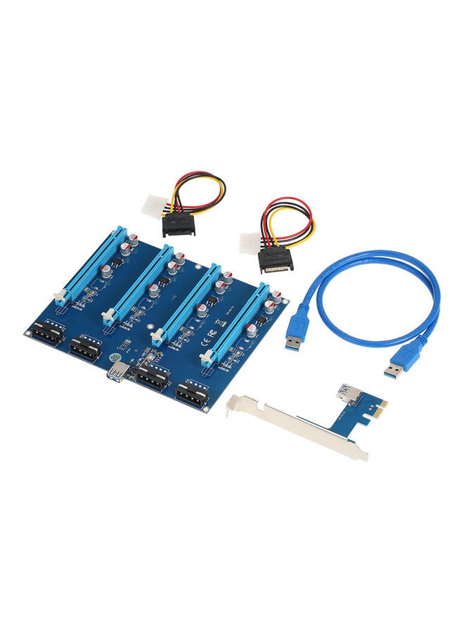 PCI-E X1 To PCI-E X16 Converter Card With USB3.0 Cable Blue - Image 2