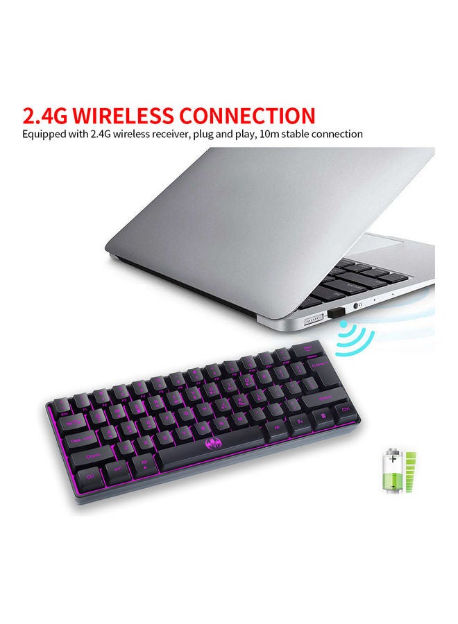 2.4G Wireless 61 Keys Dual-Mode Keyboard Black - Image 2