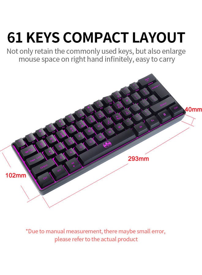 2.4G Wireless 61 Keys Dual-Mode Keyboard Black - Image 3