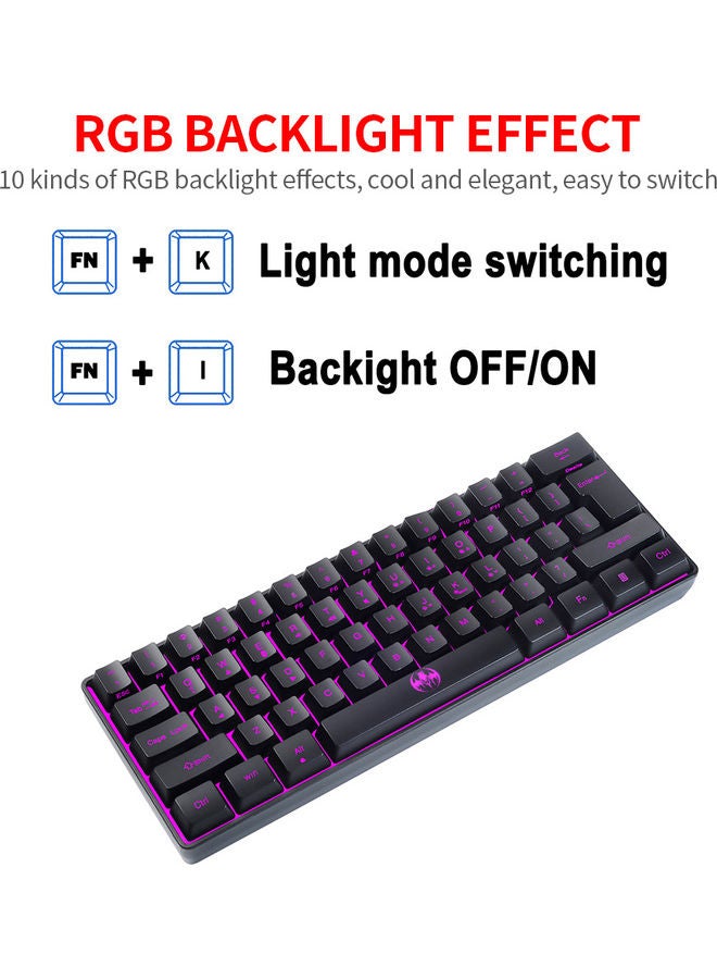 2.4G Wireless 61 Keys Dual-Mode Keyboard Black - Image 5