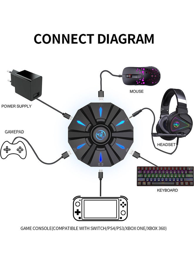 إتش إكس إس جيه محول ألعاب للوحة المفاتيح والماوس أسود - Image 2