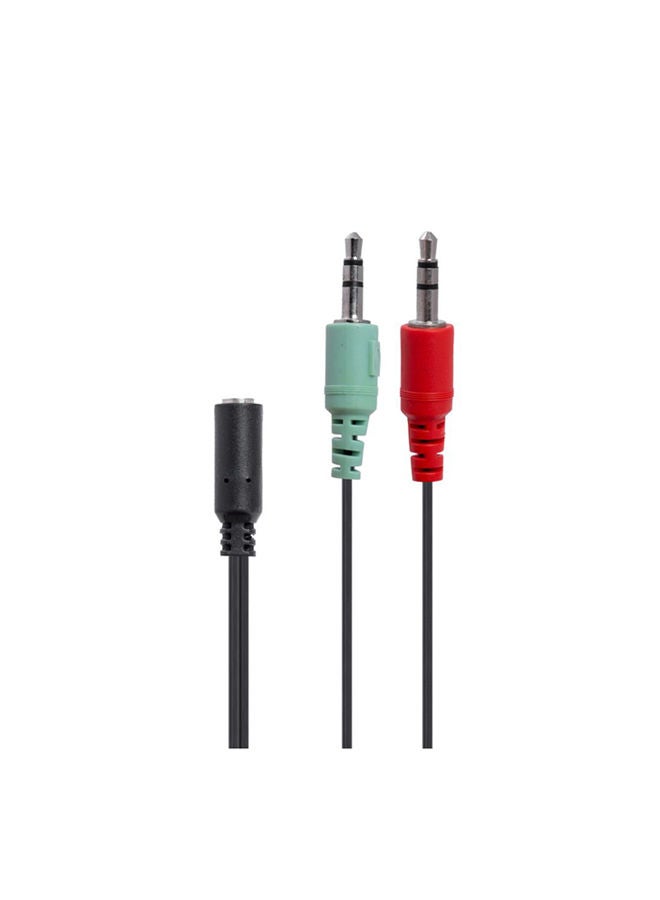 2بي محول صوت يناسب مقبس الهاتف الذكي أنثى إلى مقبسين للكمبيوتر الشخصي (ميكروفون + سماعة رأس) ذكر لون أسود - Image 1